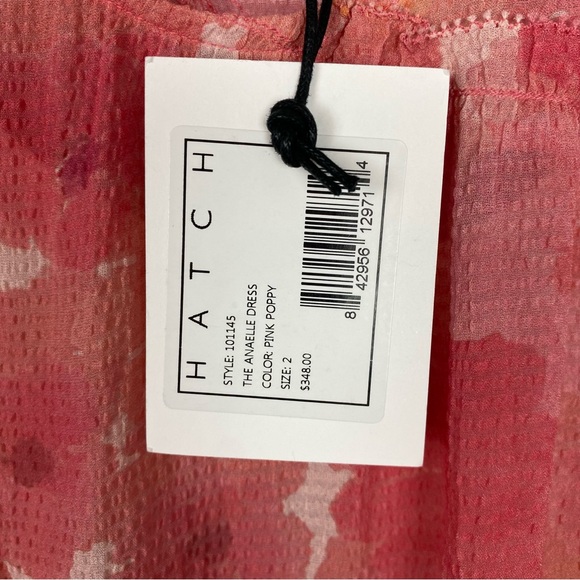 HATCH The Anaelle Midi Dress in Pink Poppy Silk Blend Size 2 Maternity Medium - Picture 8 of 11
